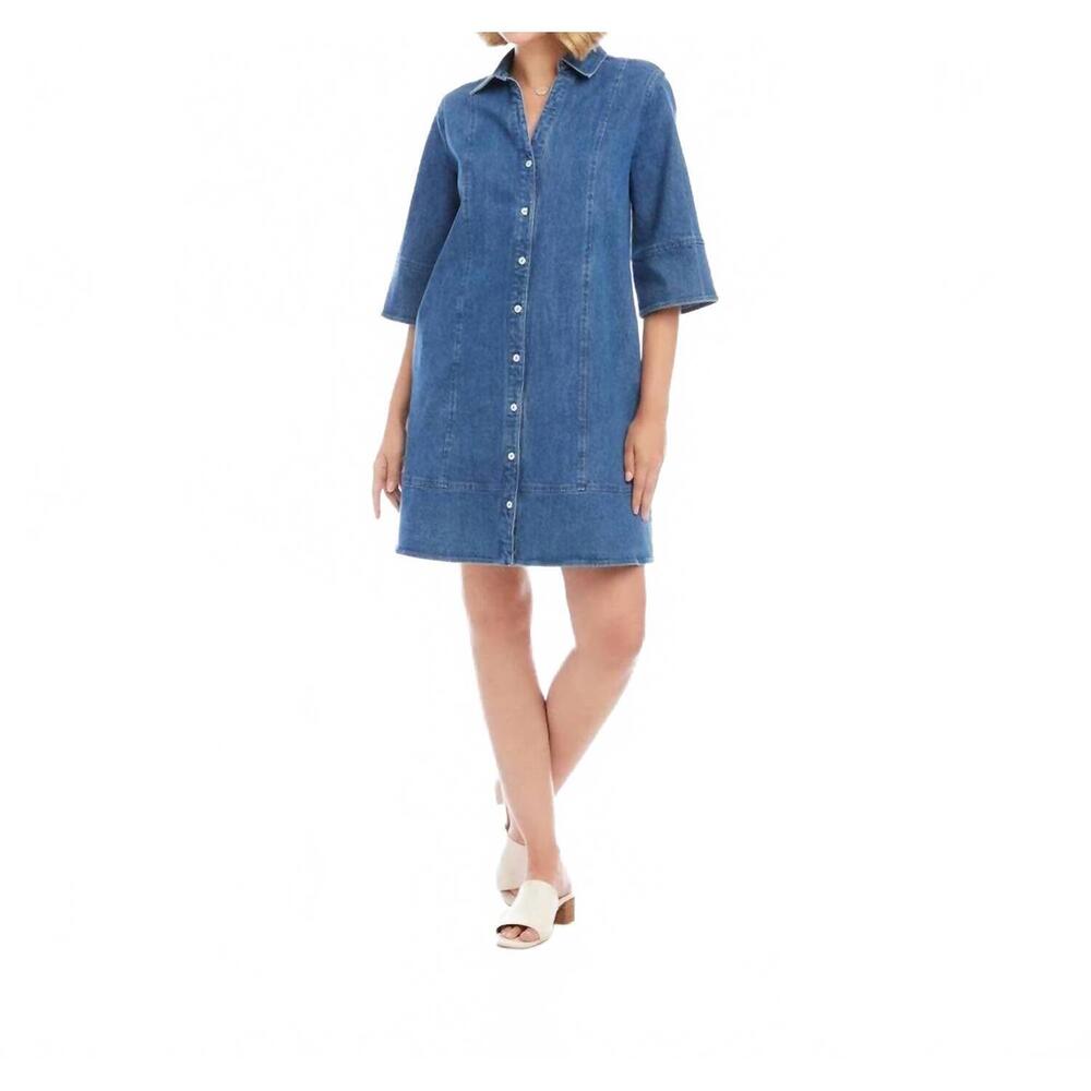 NEW KAREN KANE flare sleeve shirtdress in chambray